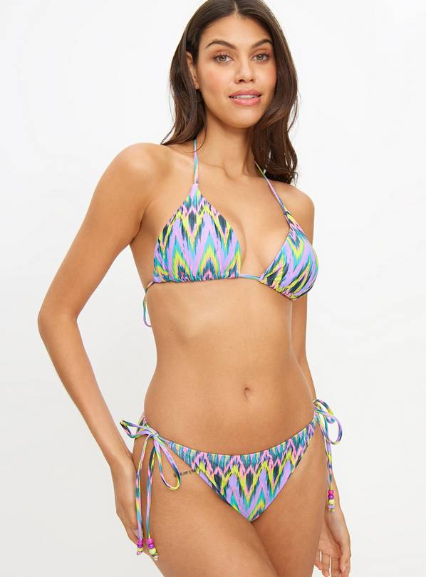 Purple Ikat Dye Triangle Bikini Bottoms 18